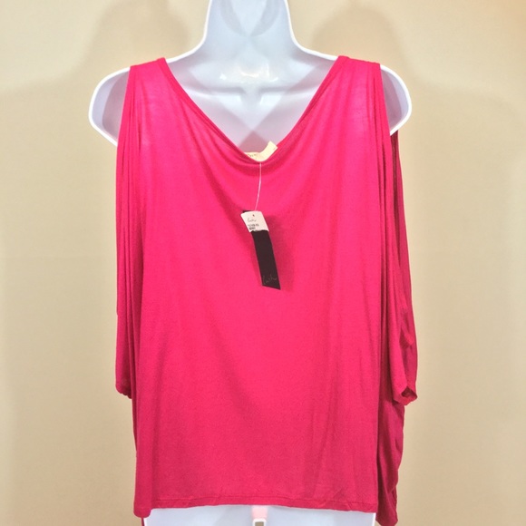 NWT So Soft Pink Cold-Shoulder Kaftan Top - Picture 3 of 4